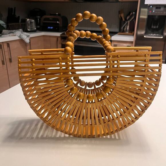 NEW Bamboo Top Handle Bag Resort Vacation - Picture 2 of 8